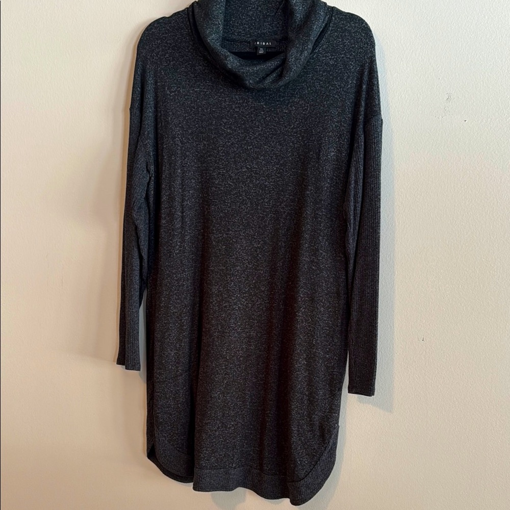 Eileen Fisher Black Cowl Neck Dolman Sleeve Sweater Dress